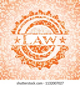 Law abstract orange mosaic emblem