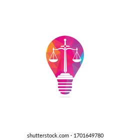 Law and Attorney bulb shape concept Logo Design. Law firm and office vector logo design. justice law and attorney logo design template	