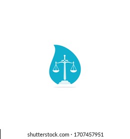 Law and Attorney drop shape concept Logo Design. Law firm and office vector logo design. justice law and attorney logo design template	
