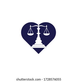 Law and Attorney heart shape concept Logo Design. Law firm and office vector logo design.	