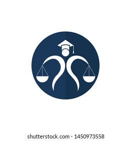 Law and Attorney Logo Design. Man holding scales of justice logo.