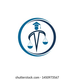 Law and Attorney Logo Design. Man holding scales of justice logo.