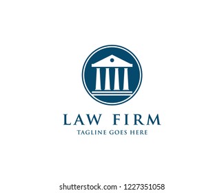 Law And Attorney Logo Design Template. Pillar Object.