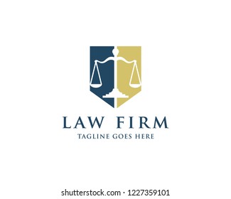 Law And Attorney Logo Design Template. Scale of Justice Symbol.