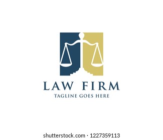 Law And Attorney Logo Design Template. Scale of Justice Symbol.