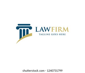 Law And Attorney Logo Design Template. Pillar Object.