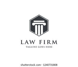 Law And Attorney Logo Design Template. Pillar Object.