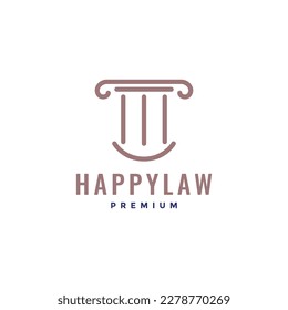 law attorney pillar smile happy minimal logo design vector
