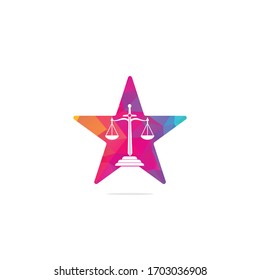 Law and Attorney star shape concept Logo Design. Law firm and office vector logo design. justice law and attorney logo design template	