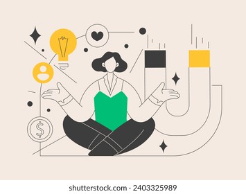 Law of attraction abstract concept vector illustration. Materialize thoughts, focus, positive and negative emotions, life experience, creative visualization, affirmation abstract metaphor.