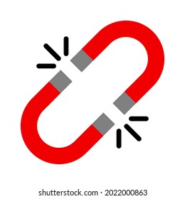 Law of attraction concept icon. Two red magnets attracting each other vector illustration clip art