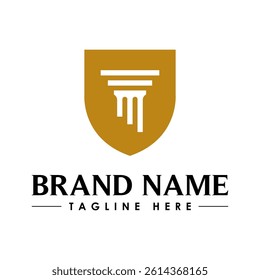 law badge logo with pillars of justice symbol concept, creative premium of lawyer and law office