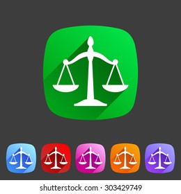 Law balance icon flat web sign symbol logo label
