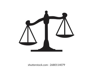 Gesetz Balance Skala Symbol Vektor schwarz Silhouette Illustration für Gerechtigkeit Gericht Gleichheit Fairness legal