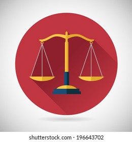 Law Balance Symbol Justice Scales Icon on Stylish Background Modern Flat Design Vector Illustration