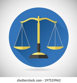 Law Balance Symbol Justice Scales Icon on Stylish Background Modern Flat Design Vector Illustration