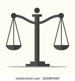 Law balance symbol. Libra in flat design. Scales isolated monochrome icon. Symbol of judgement. Law, measurement, liberty