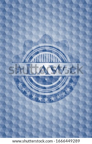 Law blue badge with geometric pattern background. Vector Illustration. Detailed.