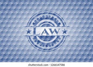 Law blue polygonal badge.