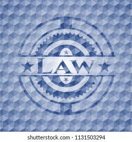 Law blue polygonal emblem.