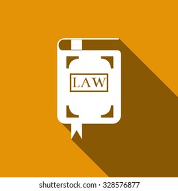 Law book flat icon with long shadow. Vector Illustration