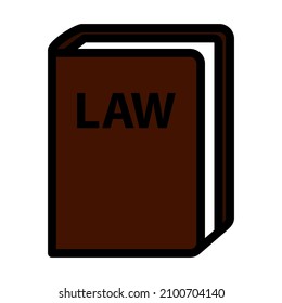 Symbol für das Rechtsbuch. Bearbeitbare, fette Rahmenlinie mit Farbfülldesign. Vektorgrafik.