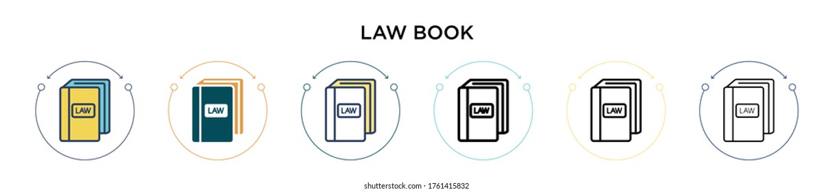 Law book icon in filled, thin line, outline and stroke style. Vector illustration of two colored and black law book vector icons designs can be used for mobile, ui, web