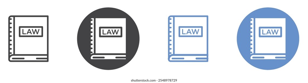 Conjunto de símbolos de línea plana de icono de libro de leyes.