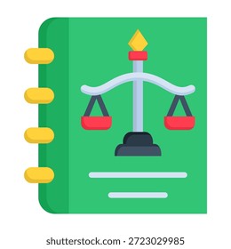 Law Book Icon Flat Style Vector Illustration