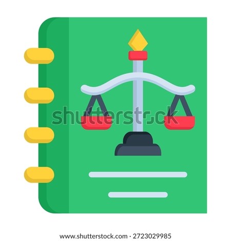 Law Book Icon Flat Style Vector Illustration