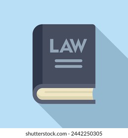 Law book icon flat vector. Regulated products safety. Policy search rule law