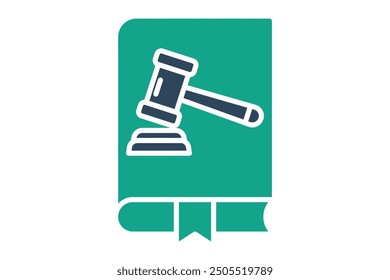 Law book icon. book with gavel. solid icon style. icon related to law and justice.  law elements vector illustration