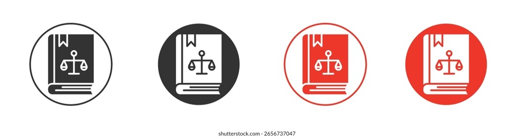 Law book icon for logo, vector sign symbol for design