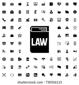 Law book icon. set of filled finance icons.