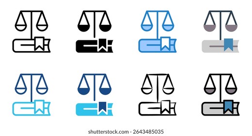 Law book icon set multiple style collection 
