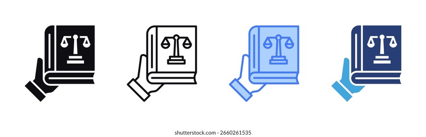 Coleção de vários estilos da folha de ícone do Law Book