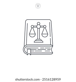 Ilustración vectorial del símbolo del icono del libro de leyes aislado en el fondo blanco