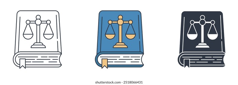 Ilustración vectorial del símbolo del icono del libro de leyes aislado en el fondo blanco