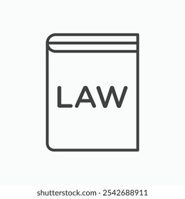 Law book icon in thin black lines