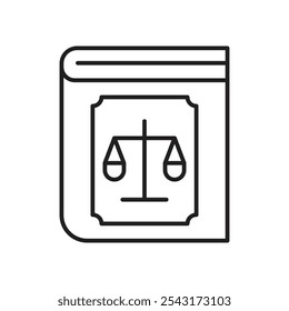 Ícone do livro de leis. traço fino e sólido.