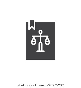 Law book icon vector, filled flat sign, solid pictogram isolated on white. Symbol, logo illustration.