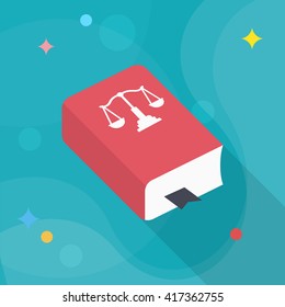 Law book icon, Vector flat long shadow design. EPS10