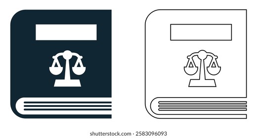 Law book icon vector, justice, legal knowledge, and regulations, law firms, courts, and education, pictogram symbol ui and ux design, glyphs and stroke line