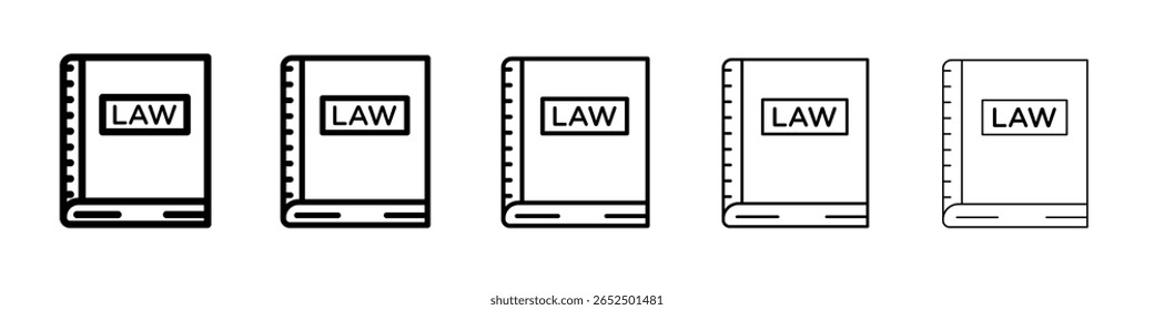 Signo de ilustración de conjunto de esquema de Vector de icono de libro de leyes