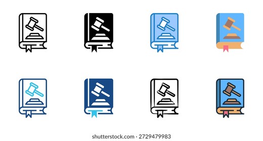 Los iconos del libro de leyes establecen una colección de estilo múltiple. Trazo editable 
