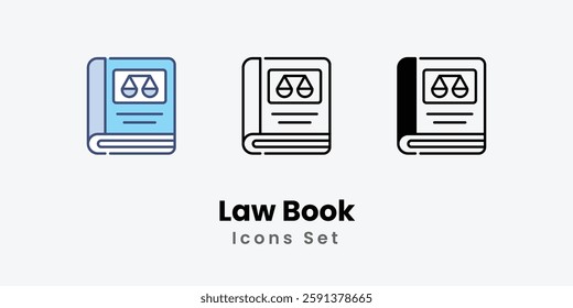 Law Book icons set vector stock illustration