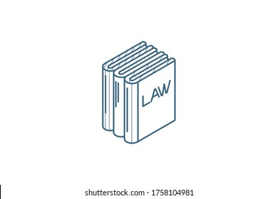 Law Book Isometric Icon. 3d Vector Illustration. Isolated Line Art Technical Drawing. Editable Stroke