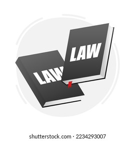 Law book. Justice and law. Book with libra. Vector stock illustration.