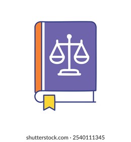 Law book justice scales. Legal guide book symbolising fairness balance and justice.  Seek knowledge.