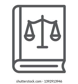 Law book line icon, justice and law, book with libra sign, vector graphics, a linear pattern on a white background, eps 10.